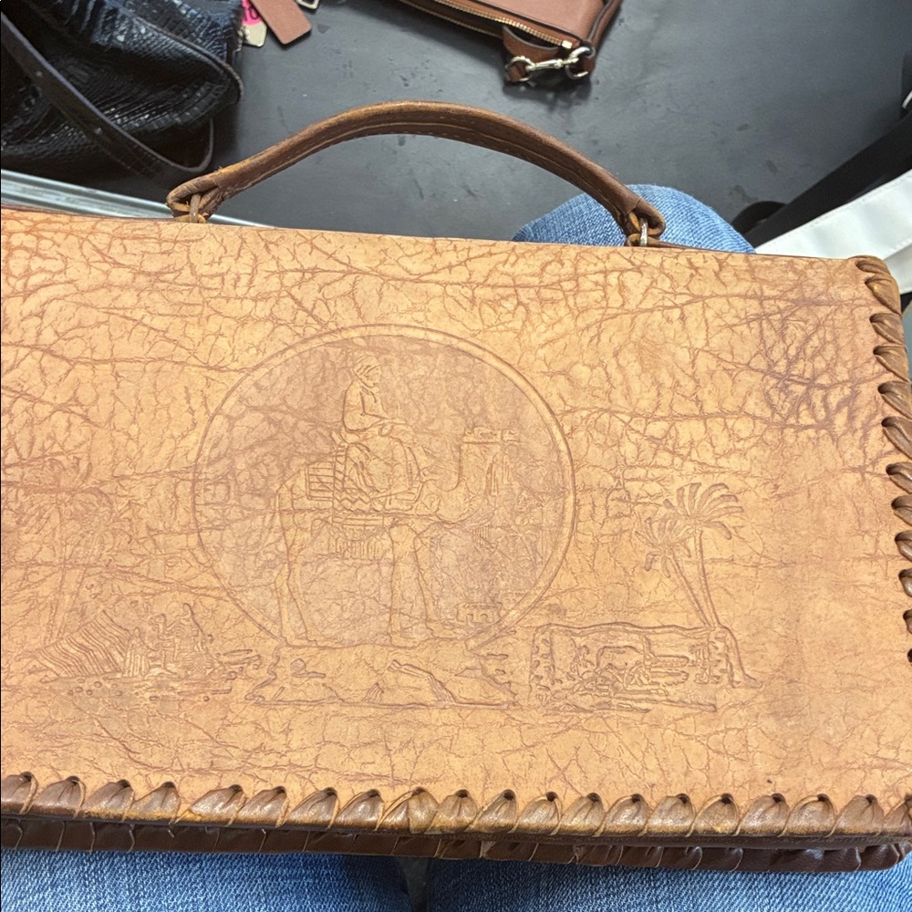 Elegant Tan Leather Women's small briefcase